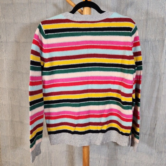 1901 $79 Large Multicolor‎ Striped Cotton Wool Crew Neck Button Shoulder Sweater - Picture 7 of 7